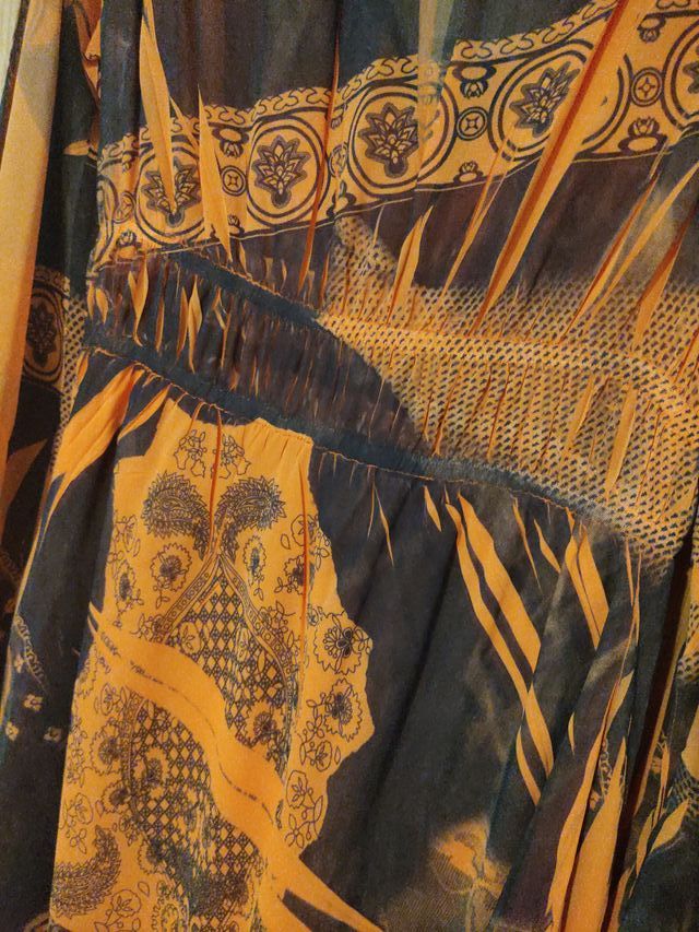 Vestido Kasike Talla Única Naranja/Negro