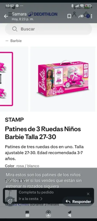 Patines Barbie Talla 27-30 Niña