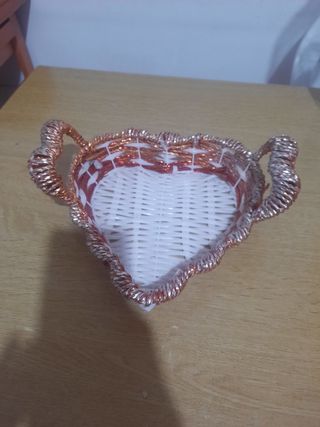 Cestino vimini decorativo oro e bianco