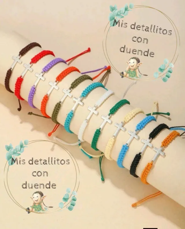 Pulseras Cruz Trenzadas Hechas a Mano