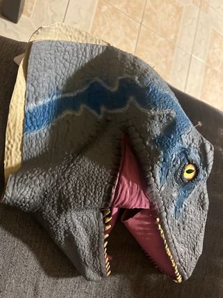 Disfraz Máscara Dinosaurio Azul y Gris