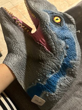 Disfraz Máscara Dinosaurio Azul y Gris