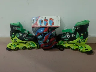 Patines  con protecciones, ajustables 30 al 33