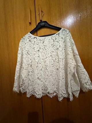 Blusa encaje blanca talla única
