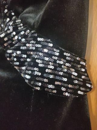 Vestido Terciopelo Negro Adornado