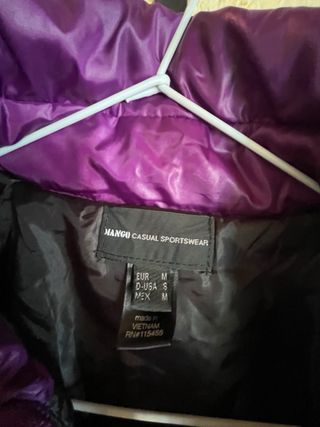Chaqueta Mango Morada Acolchada