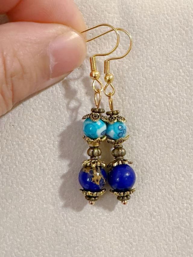 Pendientes jaspes imperiales Azules y moradas