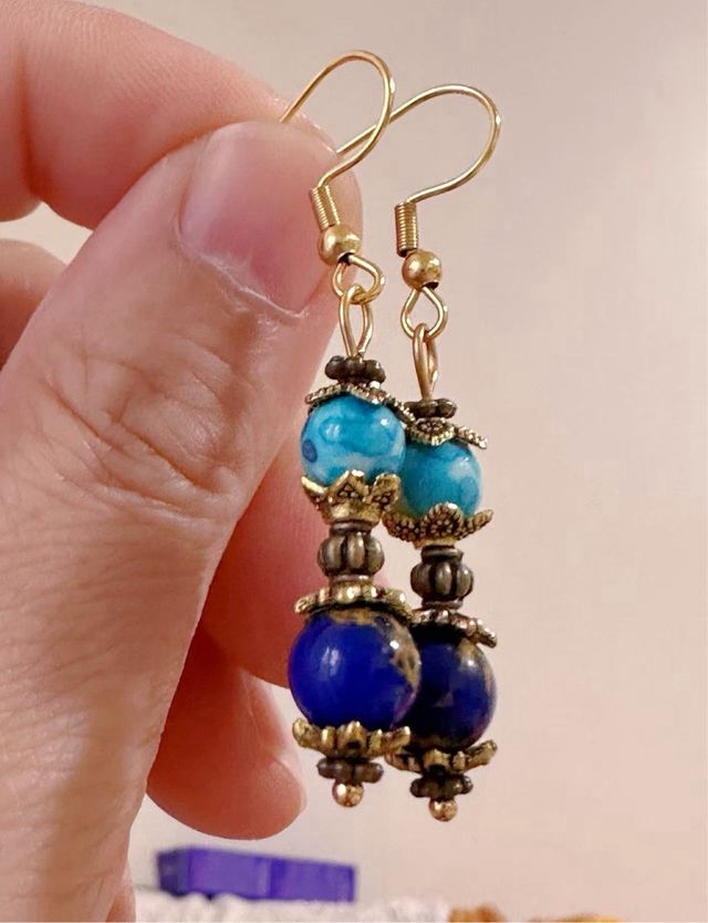 Pendientes jaspes imperiales Azules y moradas