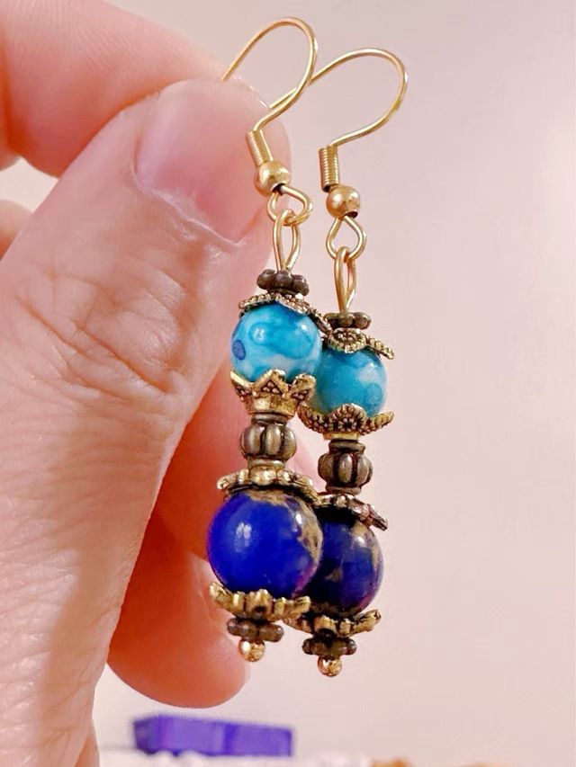 Pendientes jaspes imperiales Azules y moradas