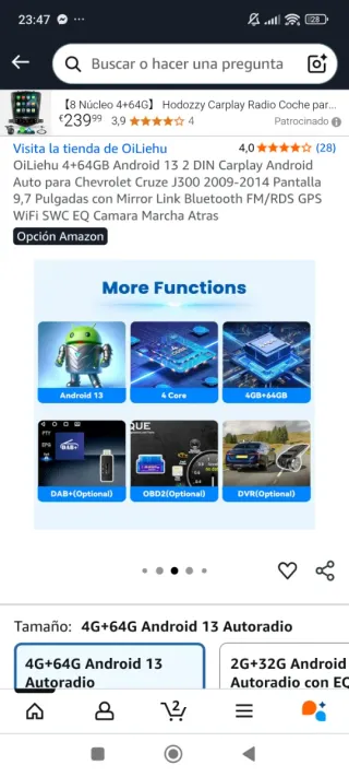 Radio Android Chevrolet Cruze J300