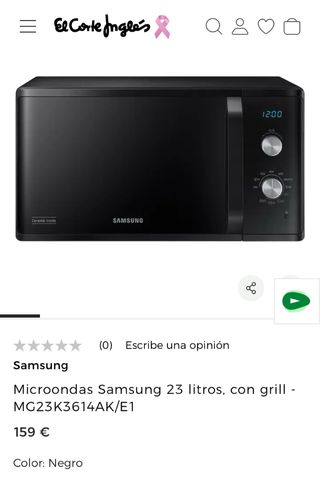 Microondas Samsung 23L con grill