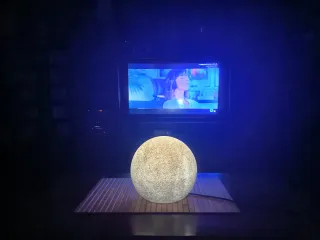 Lámpara efecto piedra y madera