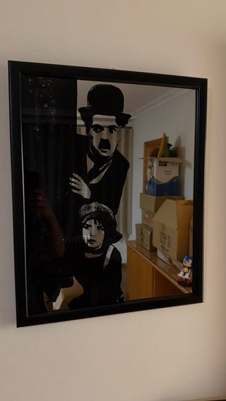Espejo serigrafía Chaplin The Kid