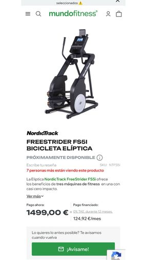 Bicicleta Elíptica NordicTrack FS5I
