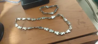 Collar y pulsera de ositos plateados