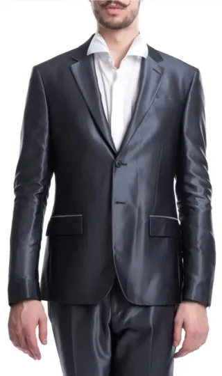 Traje de satén gris hecho en Italia