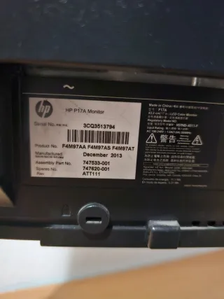 Pantalla HP P17A 17 LCD Color Monitor