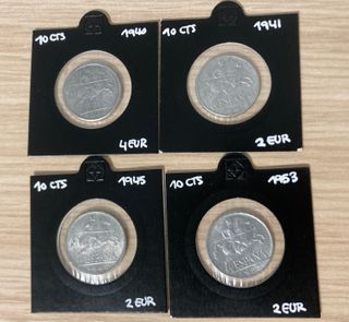 Serie 4 monedas 10 céntimos aluminio