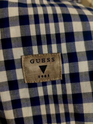 Camisa Guess  Azul marino y blanca Talla XL