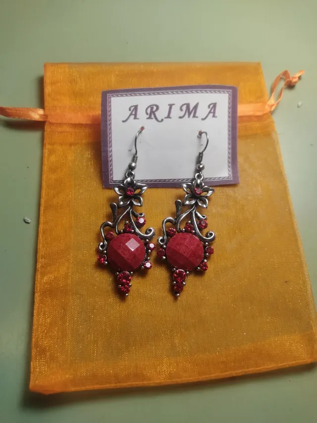 Pendientes flor ARIMA oro y morado