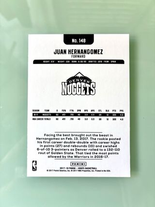 Carta NBA Juancho Hernangomez Hoops 2017-18 USA