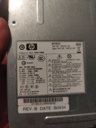Fuente Alimentación HP 503376-001 PC8019