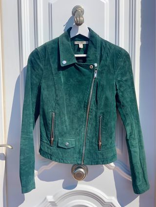 Chaqueta Biker Piel Verde Zara