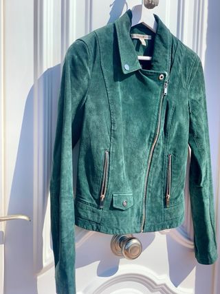 Chaqueta Biker Piel Verde Zara