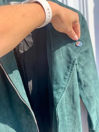 Chaqueta Biker Piel Verde Zara