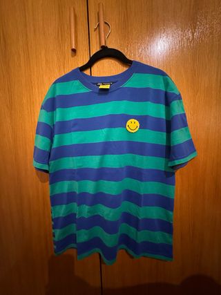 Camiseta Zara Rayas Azul y Verde Smiley