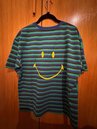 Camiseta Zara Rayas Azul y Verde Smiley
