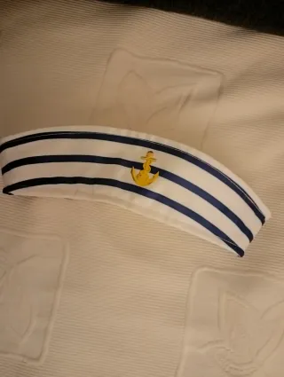 Gorro marinero disfraz ancla dorada