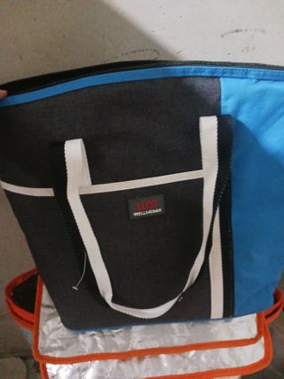 Bolsa nevera Sannen naranja y plateada