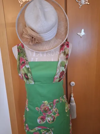 Vestido de fiesta verde con flores vintage y2k