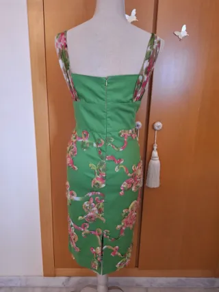 Vestido de fiesta verde con flores vintage y2k