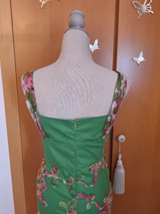 Vestido de fiesta verde con flores vintage y2k