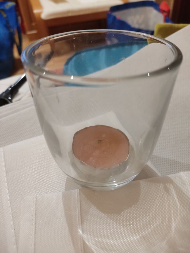 Portavelas de cristal azul y transparente