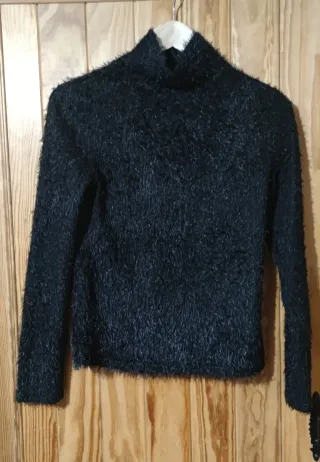 Jersey Shein negro peludo brillos