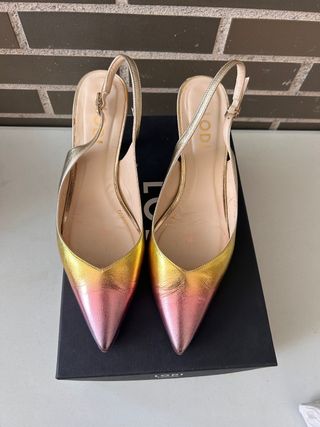 Zapatos Lodi dorados y rosas