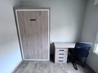 Cama Abatible Vertical Madera y Blanco