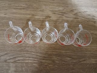 Set 5 tazzine da caffè in vetro con decorazione