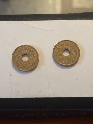 2 Monedas Antiguas 25 Pesetas