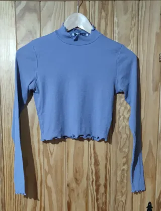 Pull&Bear Camiseta Manga Larga Azul