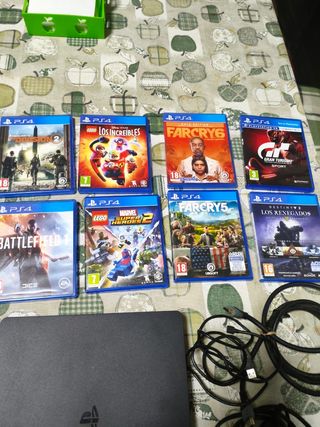 Consola PS4 1TB Negra + 8 Juegos +3 mandos 