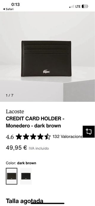 Cartera Tarjetero Lacoste Negra