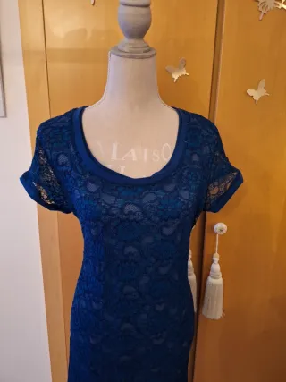 Vestido azul elegante encaje fiesta vintage y2k