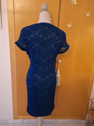 Vestido azul elegante encaje fiesta vintage y2k