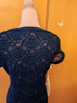 Vestido azul elegante encaje fiesta vintage y2k