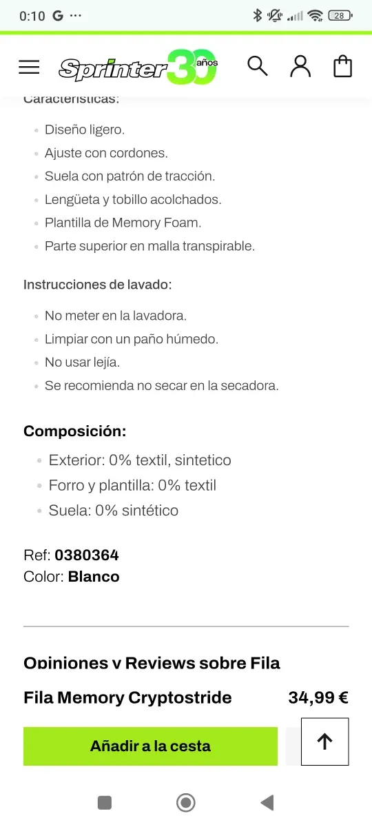 Deportivas Running Fila Memory Crytostride