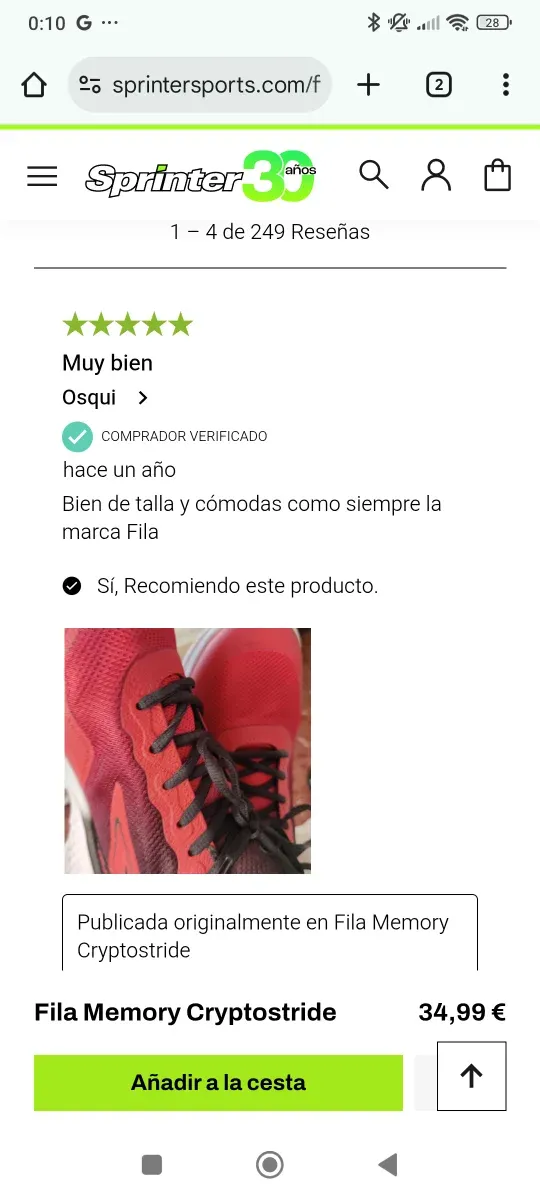 Deportivas Running Fila Memory Crytostride